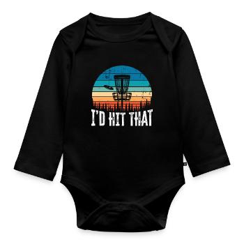 J’aurais frappé ce drôle de disque Golf Sunset Gift - Body Bébé bio manches longues - noir - Devant
