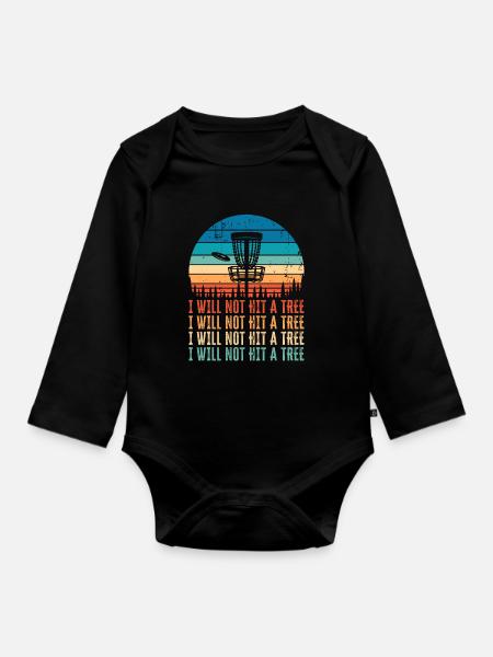 Śmieszny Disc Golf Tree Gift Distressed Vintage - Langærmet babybody, økologisk bomuld - sort