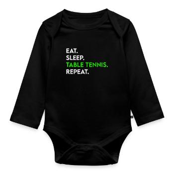manger dormir tennis de table répéter - Body Bébé bio manches longues - noir - Devant