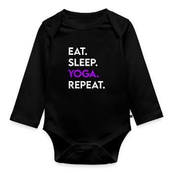 manger du yoga du sommeil répéter - Body Bébé bio manches longues - noir - Devant