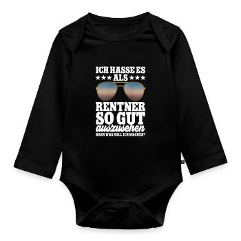 Ich hasse es als Rentner - Baby Bio-Langarm-Body - Schwarz - Vorne