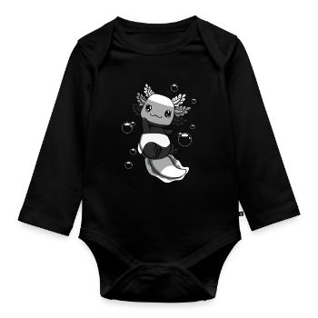 Drapeau allosexuel axolotl Bunch Kawaii - Body Bébé bio manches longues - noir - Devant