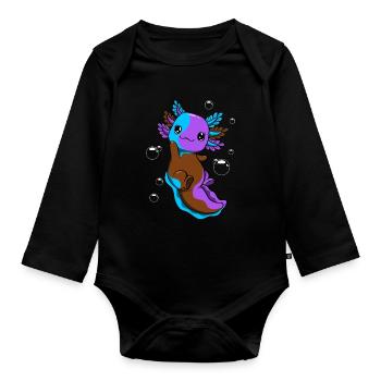 Androsexuelle Flag Axolotl Heap Kawaii - Organic Longsleeve Baby Bodysuit - black - Front