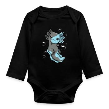 Autossexual Flag Axolotl Heap Kawaii - Organic Longsleeve Baby Bodysuit - black - Front