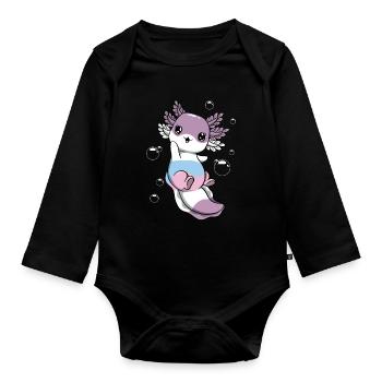 Drapeau intersexe Axolotl Bunch Kawaii - Body Bébé bio manches longues - noir - Devant
