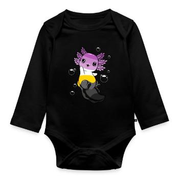 Drapeau monosexuel Axolotl Bunch Kawaii - Body Bébé bio manches longues - noir - Devant