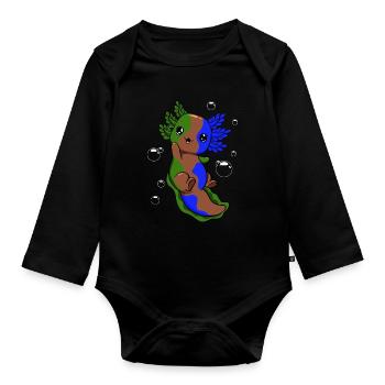 Drapeau sapiosexuel Axolotl Pile Kawaii - Body Bébé bio manches longues - noir - Devant