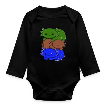 Sapiosexual Flag Axolotl Pile Kawaii - Organic Longsleeve Baby Bodysuit - black - Front