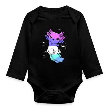 Spectrosexual Flag Axolotl Pile Kawaii - Organic Longsleeve Baby Bodysuit - black - Front