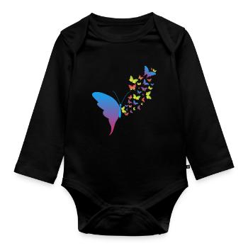 Mignon Butterfly Heart Pastel Coloré - Body Bébé bio manches longues - noir - Devant