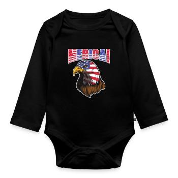 Eagle America July 4 Patriotic - Organic Longsleeve Baby Bodysuit - black - Front