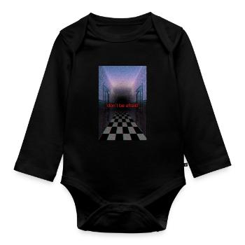 Anemoiacore Ästhetischer Grenzraum Weirdcore - Baby Bio-Langarm-Body - Schwarz - Vorne