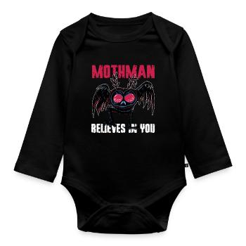 Mothman Cryptid Cryptozoology - Organic Longsleeve Baby Bodysuit - black - Front