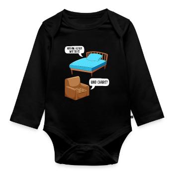 Drôle de blague chaise matelas - Body Bébé bio manches longues - noir - Devant