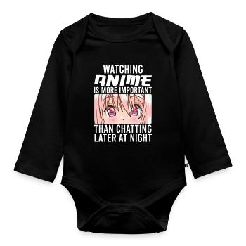 Anime Fille Manga - Body Bébé bio manches longues - noir - Devant