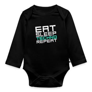 manger du sommeil techno répéter - Body Bébé bio manches longues - noir - Devant