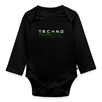 Techno - Body Bébé bio manches longues - noir - Devant