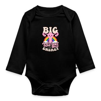 Roe v Wade Pro Choice Big Uterus Energy Arc-en-ciel - Body Bébé bio manches longues - noir - Devant