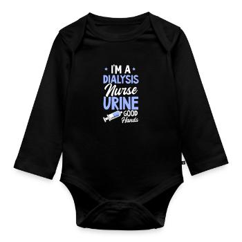 Dialyse Tech Urine Bonnes Mains - Body Bébé bio manches longues - noir - Devant