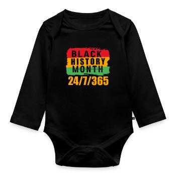 Black History Month Black History American - Organic Longsleeve Baby Bodysuit - black - Front