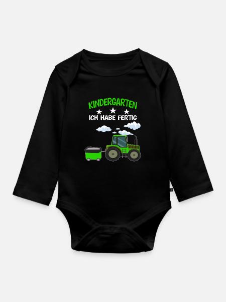 Kindergarten Traktor Kindergarten Abschluss - Baby Bio-Langarm-Body - Schwarz