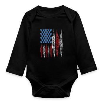 Sanseviera USA Bow Hemp Plant 4th Of July - Organic Longsleeve Baby Bodysuit - black - Front