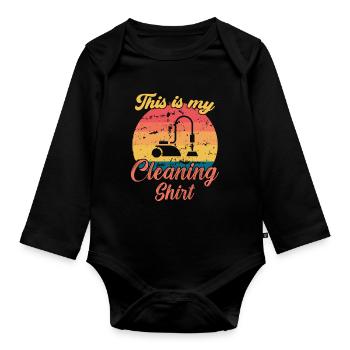Ceci est ma tenue de nettoyage / Putzen - Body Bébé bio manches longues - noir - Devant