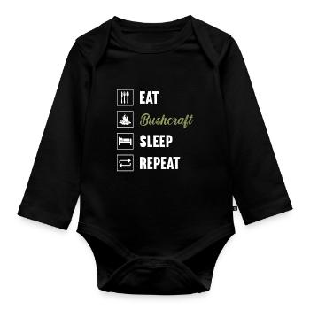 Eat Bushcraft Sleep Repeat / Bushcraft - Organic Longsleeve Baby Bodysuit - black - Front