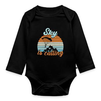 Sky is calling / Parachutisme - Body Bébé bio manches longues - noir - Devant