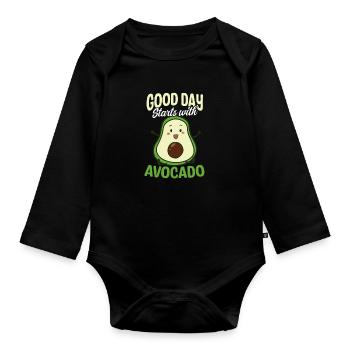 Avocat Bonne journée Commencez avec l’avocat - Body Bébé bio manches longues - noir - Devant