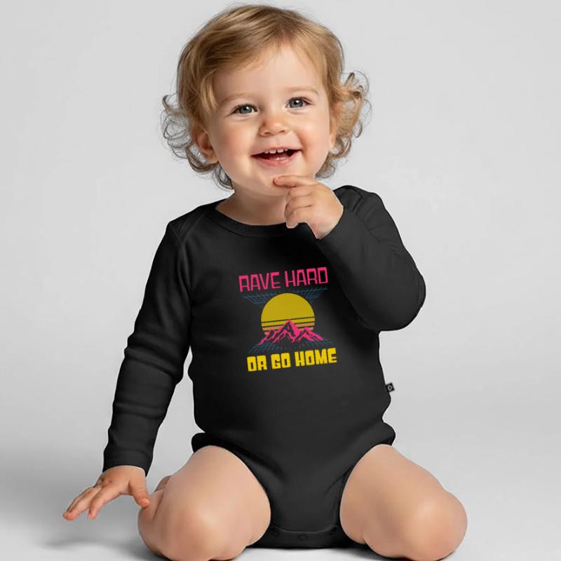 EDM Rave Techno 80s Rave Hard oder Go Home Baby Bio-Langarm-Body