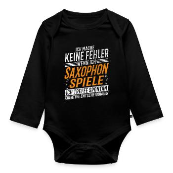 Saxophon Musiker Kreativer Saxophonspieler - Baby Bio-Langarm-Body - Schwarz - Vorne