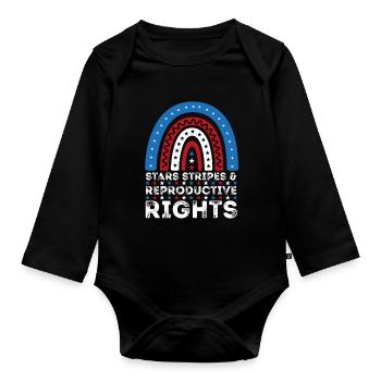 Stars Stripes Reproductive Rights Rainbow July 4th - Organic Longsleeve Baby Bodysuit - black - Front