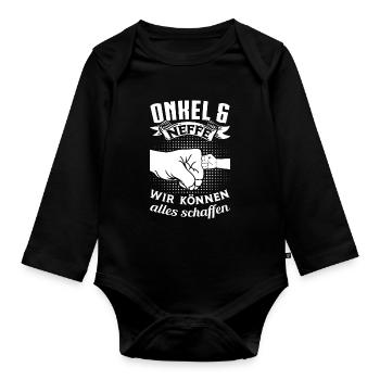 Onkel Neffe Neffen Geschenk - Baby Bio-Langarm-Body - Schwarz - Vorne