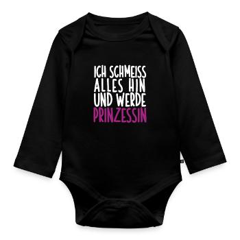 Sarkusmus Spruch Schwarzer Humor Lustiges Ironie - Baby Bio-Langarm-Body - Schwarz - Vorne