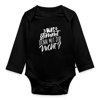 Sarkusmus Spruch Schwarzer Humor Lustiges Ironie - Baby Bio-Langarm-Body - Schwarz - Vorne