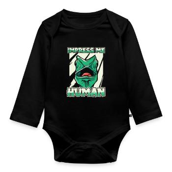 Gecke Echse Reptil Eidechse Lizard - Baby Bio-Langarm-Body - Schwarz - Vorne