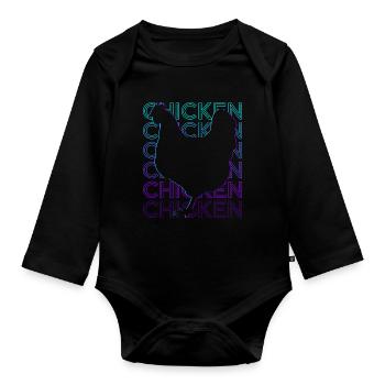 Poulet Rétro Cadeau - Body Bébé bio manches longues - noir - Devant