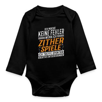 Zither Musiker Kreativer Zitherspieler - Baby Bio-Langarm-Body - Schwarz - Vorne