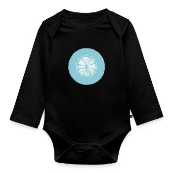 Orange lemon - Organic Longsleeve Baby Bodysuit - black - Front