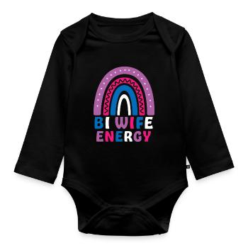 Bi Wife Energie Gay Pride Lesbisch LGBT Regenbogen - Baby Bio-Langarm-Body - Schwarz - Vorne