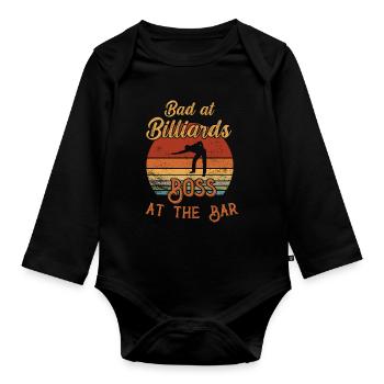 Bad at Billiards Boss at the Bar / Billiard - Baby Bio-Langarm-Body - Schwarz - Vorne