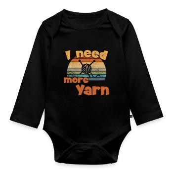I need more Yarn / Crochet - Organic Longsleeve Baby Bodysuit - black - Front