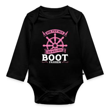 Kapitänin Boot Segelboot Geschenk - Baby Bio-Langarm-Body - Schwarz - Vorne