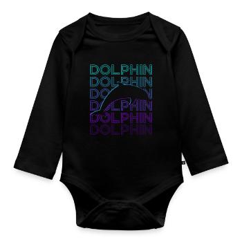 Delphin Retro Geschenk - Baby Bio-Langarm-Body - Schwarz - Vorne