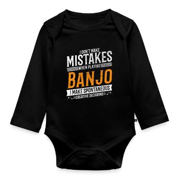 Banjo Music Lover Lecteur de Banjo Créatif - Body Bébé bio manches longues - noir - Devant