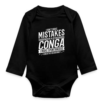 Conga-Spieler Musikinstrument Musik Conga - Baby Bio-Langarm-Body - Schwarz - Vorne