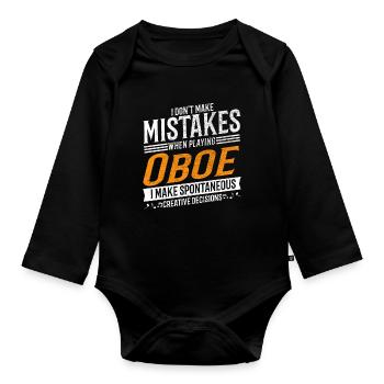 Oboe Music Lover Creative Oboe Player - Organic Longsleeve Baby Bodysuit - black - Front
