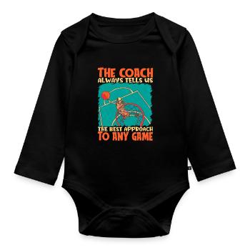 Basketballtrainer Basketball Trainer Coach - Baby Bio-Langarm-Body - Schwarz - Vorne