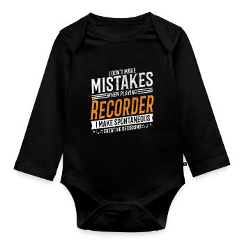 Recorder Music Lovers Recorder Players - Organic Longsleeve Baby Bodysuit - black - Front